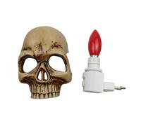 LIXSAZSE Luce Notturna a Forma di Teschio Realistico a Risparmio energetico - Lampada per la Protezione degli Occhi Lampada Forma di Teschio in ABS realistica con Luce Umano, Bronzo