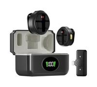 LIXSAZSE Microfono a clip wireless con cancellazione del rumore e rilevamento audio nitido, display digitale a LED per il livello della batteria, ABS facile da usare, Per Fulmine