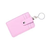 LIXSAZSE Non perdere mai più le carte con il comodo supporto PU Colori unisex Porta carte d'identità portatile Lavoro d'ufficio Portachiavi Portachiavi Strumento, rosa