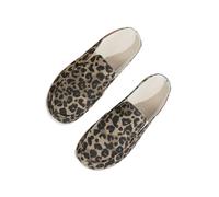 LIXSAZSE Pantofole Stampate da Donna morbide e comode da 2 Pezzi con Suola in Gomma Antiscivolo Zoccoli e Muli da Donna in Tela, Leopardo, 37.1