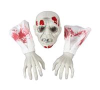 LIXSAZSE Puntelli di teschio di Halloween per feste unisex, facili da indossare e decorazioni Halloween in ABS ecologiche, Vecchio macchiato sangue