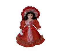 LIXSAZSE Regalo realistico per bambole femminili in porcellana vittoriana per tutte le età Oggetti da collezione di bambole femminili in porcellana vittoriana in ceramica, rosso
