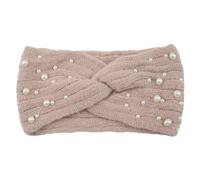 LIXSAZSE Resta al caldo con la fascia invernale scalda orecchie, regolabile, traspirante e leggera, elegante, per donna lavorata a maglia con perle, rosa