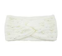 LIXSAZSE Resta al caldo con la fascia invernale scalda orecchie, regolabile, traspirante e leggera, elegante, per donna lavorata a maglia con perle, bianco