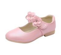 LIXSAZSE Scarpe da sposa per feste Ampie applicazioni Scarpe con fiori bianchi per ragazze in gomma con bordi morbidi delicati e belli, Rosa, 33/20.1 cm