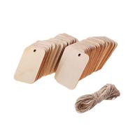 LIXSAZSE Scatena il lato artistico con i cartelli in legno non finiti e la corda di iuta. Placche in legno non finite con corda di iuta, Come mostrato Confezione da 50