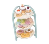 LIXSAZSE Set da gioco in legno per dolci e torte, giocattoli per bambini che stimolano l'immaginazione e le abilità sociali attraverso le feste del tè, gioco di ruolo per