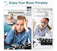 LIXSAZSE Set di pad per batteria elettronica con uscita per auricolari e suono chiaro Kit di rulli per esercitazioni in gel di silice Produzione musicale Forte effetto