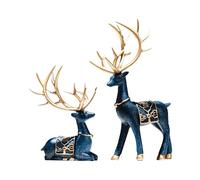 LIXSAZSE Set di statuette decorative a forma di renna | Forme vivaci che adattano a qualsiasi stile del soggiorno. Statuette decorative forma renna per la casa, Blu