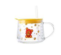 LIXSAZSE Simpatico bicchiere d'acqua Cartoon Animal Pattern Kids Handled Home Office Dormitorio Latte Caffè Succo Tazza di paglia Bicchieri