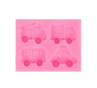 LIXSAZSE Sostituzione della muffa del fondente di forma dell'automobile del silicone Antiaderente 4 Grid Accessori per strumenti di stampaggio stampi per caramelle pane simpatici cartoni animati