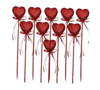 LIXSAZSE Topper per cupcake, durevoli e leggeri, a forma di cuore, per tutte le esigenze di decorazione, adatti per San Per Valentino, con glitter rossi, a forma cuore, stuzzicadenti per antipasti,