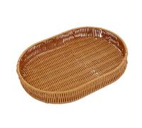 LIXSAZSE Vassoio da portata resistente, cestino in vimini intrecciato, porta tè e snack, elegante contenitore per tavoli da pranzo, vassoio classico adatto