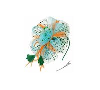 LIXSAZSE Vintage Women Plume Fascinator Retro Style Veil Hat Headband Clip Copricapo Hairpin Flower Copricapo per la festa nuziale, Arancione blu verde