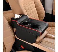 LiYaBaiHuo Cuscino Bracciolo Auto per Genesis G70 2017-2026, Rialzo Consolle Centrale Memory Foam Supporto Braccio con Porta Fazzoletti,A-Black Red