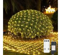 Liyade Rete luminosa per esterni, 2 x 2 m, 144 LED, per esterni, rete bianca calda, con spina, impermeabile, con telecomando, timer 8 modalità, per cespugli, giardino, albero di Natale, stanza