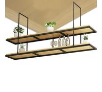 Liyadolaam Scaffale portaoggetti soffitto, mensola decorativa sospesa legno struttura metallo resistente, mensole cucina, portabottiglie, sospese galleggianti, porta piante(80x30x80cm)