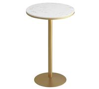 LiYaHead Tavolo da cocktail bar rotondo moderno da 22 pollici con piano in marmo e base in metallo, tavolo alto da pub bistrot, tavolo da bar alto per cucina, sala da pranzo, oro (altezza 105 cm)