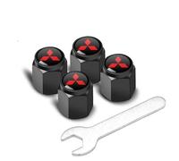 LIYANGT1 4 Pezzi Tappi per Valvole Pneumatici per Mitsubishi Space Star 2019-2023, Cappucci Stelo valvola Pneumatici in Alluminio Resistenti alla Corrosione Auto Cappucci valvole,Black