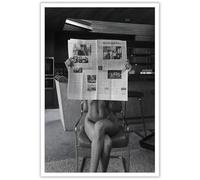 Liyark Sexy Glamorous Reader Poster Feminist Art Black and White Preppy Canvas wall art Retro Room Aesthetic Newspaper prints painting Trendy Naked Women Art wall decor 12x16in Unframed