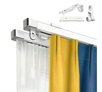 LIYI929GP Binario Doppio per Tende Estensibile Bastone per Tenda, 100 200 300 420CM Silenzio, Robusto E Stabile, Bastoni Scorrevole Binario Scorritenda, per Soggiorno Tenda da Sole Esterno(100-180CM)