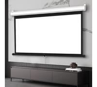 LIYI929GP Professionale Schermo di Rollo Manuale 60/72 Pollici, Universale Telo Proiettore Avvolgibile Retrattile W/Auto-Locking, Appesa A Muro/Soffitto, Projector Screen per Casa Ufficio(72inch 4:3)