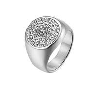 LIYINGFUING 2 anelli geometrici a stella a sette punte in acciaio inossidabile con personalità maschile europea e americana è versatile, 8#, Metallo