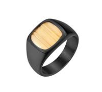 LIYINGFUING 2PC- anello in pelle intarsiato in acciaio al titanio quadrato intarsiato con ornamenti in legno, 11#, Metallo