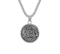 LIYINGFUING Acciaio al titanio crittografato bitcoin collana uomo personalità gioielli, Metallo