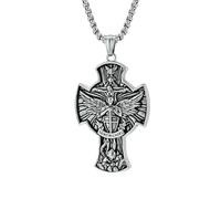 LIYINGFUING Gioielli di personalità del pendente geometrico dell'arcangelo dell'acciaio al titanio, Metallo