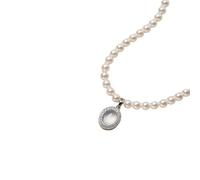 LIYINGFUING Personalità e temperamento minoritario della signora in collana geometrica galvanizzata di perle di crisoprasio., Metallo