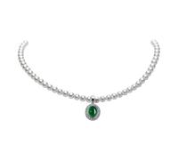 LIYINGFUING Personalità e temperamento minoritario della signora in collana geometrica galvanizzata di perle di crisoprasio., Metallo