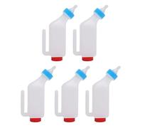LIYJTK 5 PCS Lamb Feeding Bottle Thickened Goat Feeder Bottle with Pacifier Hanging Handle for Livestock Farm Pen 500ML Plastic