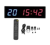 LIYJTK 6 Digit LED Timer Countdown Interval Timer with Remote Control Digital Timing 12/24 Hour Clock Stopwatch for Gym Classroom Industrial Training Durable PVC High Gloss Glass 2.3 In