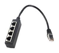 LIYJTK Adattatore splitter RJ45 Trasmissione Eccellente connessione Adattatore cavo di rete Nero CAT7 Placcato oro Nucleo da 1 a 4 porte