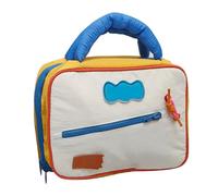 LIYJTK Borsa per il trucco, simpatico tessuto a blocchi di colore Borsa di stoccaggio versatile portatile di grande capacità Borsa da toilette da viaggio Organizzatore Pennelli per (Dark Coffee)
