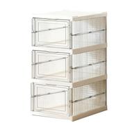 LIYJTK Clear Plastic Shoe Storage Box Stackable Foldable Shoe Organizer Space Saving Shoe Rack for Closet Storage Sneaker Container Bin Holder for Home Dormitory Sturdy Hard Plastic 100lb (3 strati