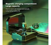 LIYJTK Cuffie 5.0 Auricolari True Wireless con cancellazione del rumore Touch Control IPX7 Auricolari invisibili Cuffie sportive con display digitale a LED Custodia di ricarica (Nera)