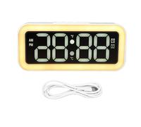 LIYJTK Digital Large Display Alarm Clock LED Electronic Date Temp Display with Night Light Brightness Dimmer for Bedroom Desk Decor Accessories (White)
