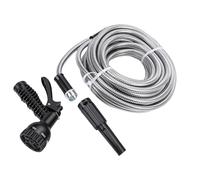 LIYJTK Expandable Stainless Steel Garden Hose with Spray Nozzle Flexible Water Hose for Watering Plants Lawn Car Cleaning Outdoor Use (100 piedi)