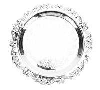 LIYJTK Floral Engraved Serving Platter Vintage Multifunctional Decorative Tray for Parties Home Decor Silver Iron Material (20cm)