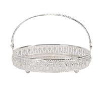 LIYJTK Metal Fruit Tray with Handle Oval Decorative Bowl Serving Platter Fruit Bowl Basket for Sweets Snacks Desserts Appetizers