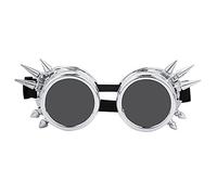 LIYJTK Occhiali vintage Steampunk a spillo Occhiali cosplay Doppio strato antivento (Argento brillante)