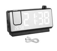 LIYJTK Orologio proiezione a LED America elettronica specchio per il display per la camera da letto snooze snooze (Nero)