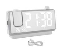 LIYJTK Orologio proiezione a LED America elettronica specchio per il display per la camera da letto snooze snooze (Bianco)