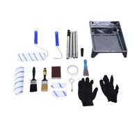 LIYJTK Paint Roller Kit with Extension Pole 19 Piece Home Painting Supplies Set Paint Roller Covers Tray Brushes Scraper for Interior Walls Ceilings Plastic Stainless Steel