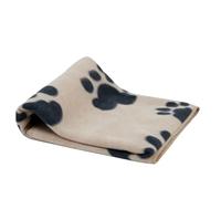 LIYJTK Plush Pet Blanket Double Sided Softness (Khaki Background Black Footprint Print)