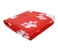 LIYJTK Plush Pet Blanket Double Sided Softness (Red Background White Paw Print)