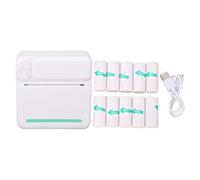 LIYJTK Portable Thermal Printer with 10 Rolls Adhesive Print Paper Black and White Inkless Printer BT Wireless Compact Pocket Printer for Label Receipt Study Notes