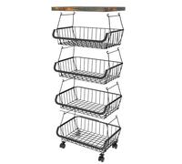 LIYJTK Rotating Storage Basket with Wheels and Top Table Multi Tier Metal Wire Storage Baskets Vegetable Fruit Basket for Kitchen (5 strati)